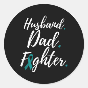 Mens Husbynd Dad Fighter Polycystic Kidney Disease Classic Round Sticker