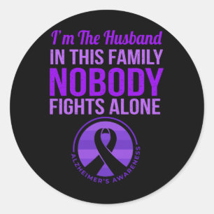 Mens Husnd Nobody Fights Alone Heimerheimer's Awar Classic Round Sticker