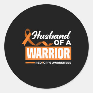 Mens Husnd Of A Warrior Support Supporter Rsd Crps Classic Round Sticker