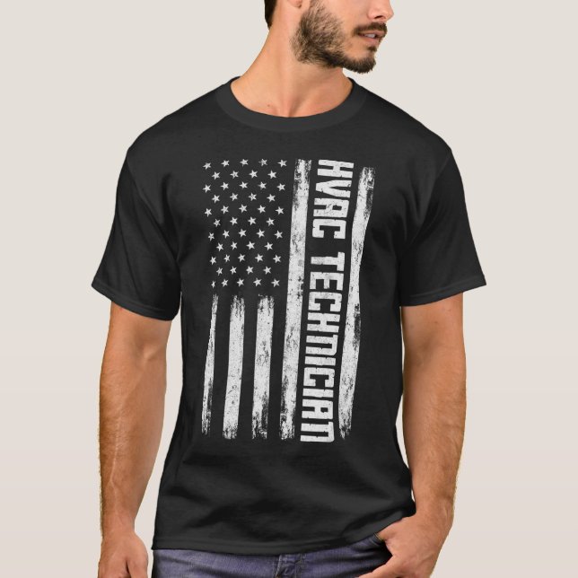 Mens HVAC Technician Tee American Flag Hvac Tech N (Front)