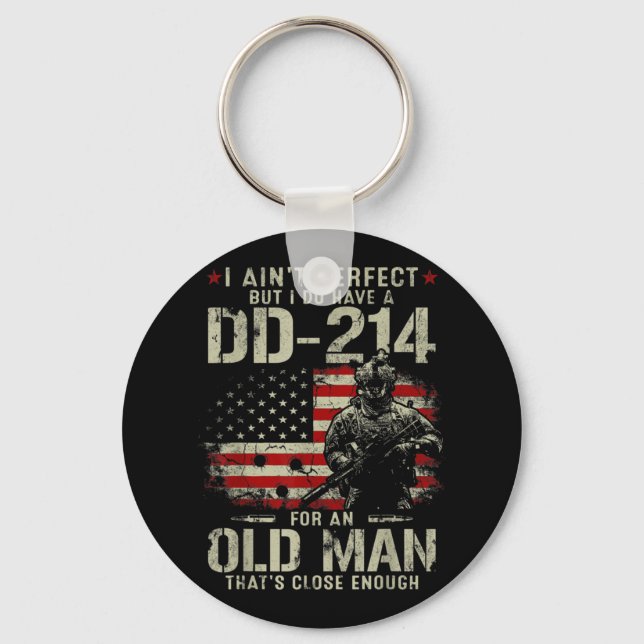 Mens I Ain't Perfect I Do Have A DD-214 Veteran Key Ring (Front)