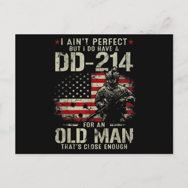 Mens I Ain't Perfect I Do Have A DD-214 Veteran Postcard (Front)