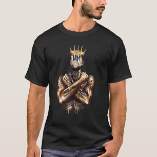 Mens I Am Black Man King Powerful Dad Afro Melanin T-Shirt