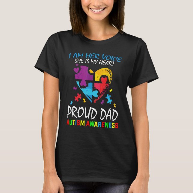 Mens I Am Her Voice My Heart Daughter Autism Aware T-Shirt (Front)