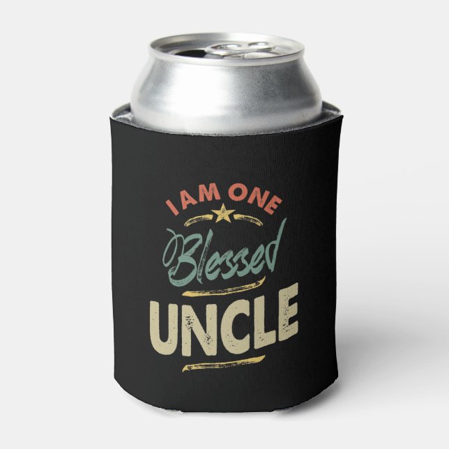 Mens I Am One Blessed Uncle Gift Can Cooler (Can Front)