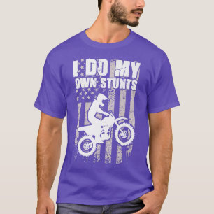 Mens I Do My Own Stunts American Flag Motocross Di T-Shirt
