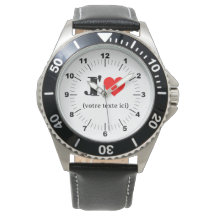 Men's I Heart Black Leather Strap Watch