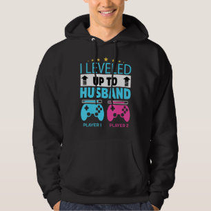 Mens I Levelled Up To Husband Newly Engaged Couple Hoodie