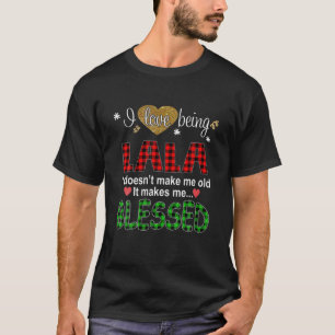 Mens I Love Being Lala Christmas Red Caro T-Shirt