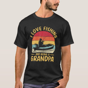 Mens I Love Fishing And Being A Grandpa. Funny Vin T-Shirt