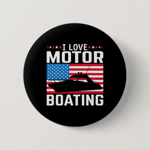 Mens I Love Motor Boating Motorboating Tee Nitro B 6 Cm Round Badge