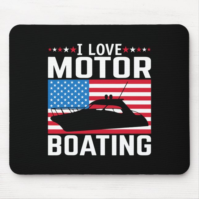 Mens I Love Motor Boating Motorboating Tee Nitro B Mouse Mat (Front)