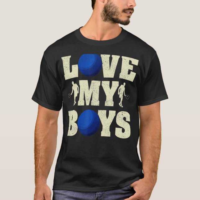 Mens I Love My Boys Racquetball  Fathers Day Racqu T-Shirt (Front)