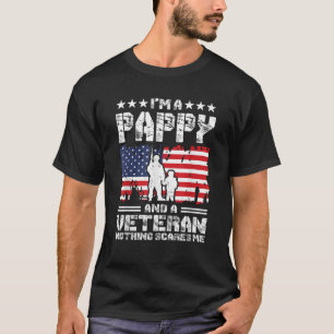 Mens I m a Pappy and a Veteran Nothing Scares Me P T-Shirt