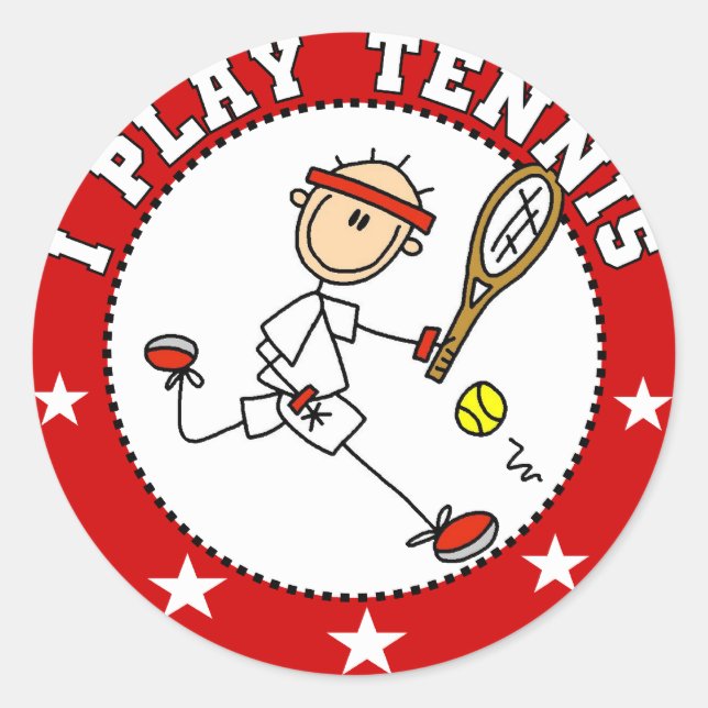 Mens I Play Tennis Tshirts and Gifts Classic Round Sticker (Front)