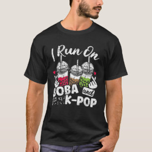 Mens I Run On Boba And K-Pop Boba Tea Cute Bubble T-Shirt