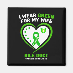 Mens I Wear Green For My Wife Bile Duct Cancer Awa Magnet