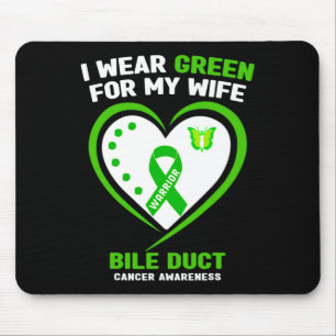 Mens I Wear Green For My Wife Bile Duct Cancer Awa Mouse Mat