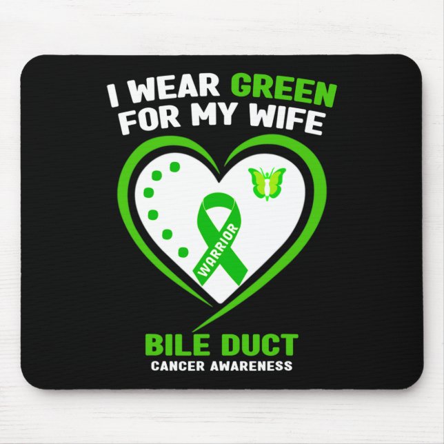 Mens I Wear Green For My Wife Bile Duct Cancer Awa Mouse Mat (Front)