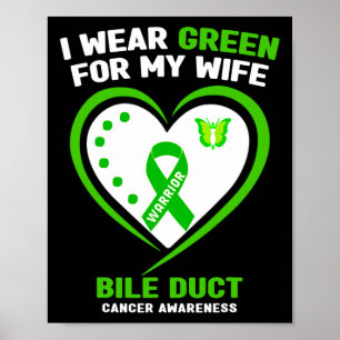 Mens I Wear Green For My Wife Bile Duct Cancer Awa Poster