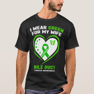 Mens I Wear Green For My Wife Bile Duct Cancer Awa T-Shirt