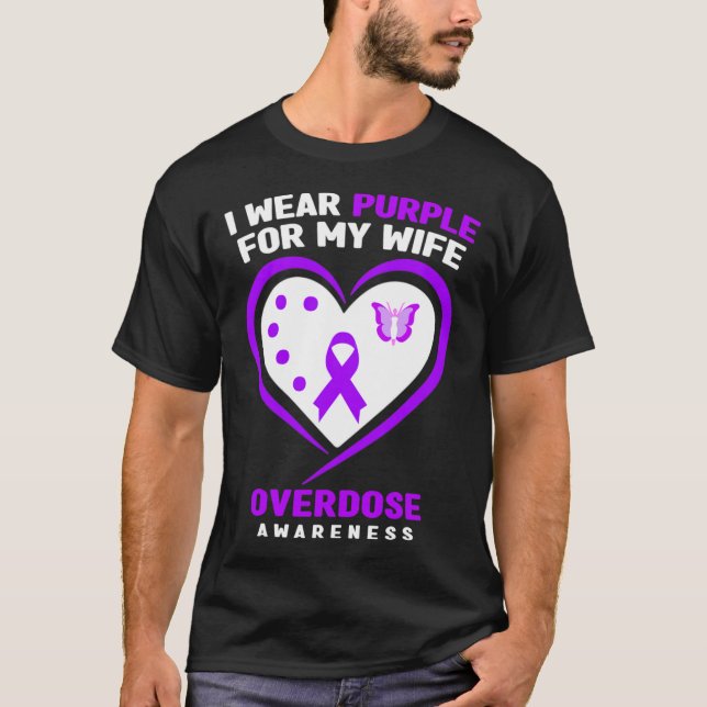 Mens I Wear Purple For My Wife Overdose Awareness  T-Shirt (Front)