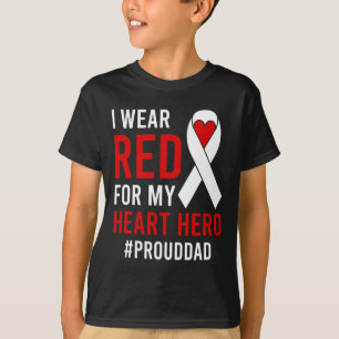 Mens I Wear Red Proud Chd Warrior Father Chd Aware T-Shirt