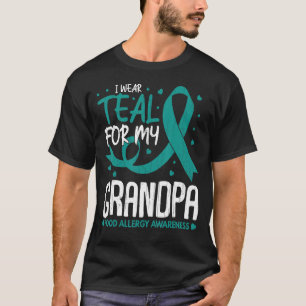 Mens I Wear Teal For Grandpa Food Allergy Awarenes T-Shirt