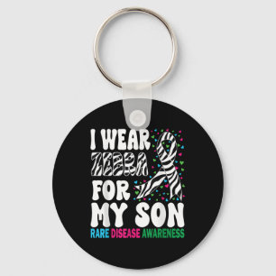 Mens I Wear Zebra For My Son Rare Disease Awarenes Key Ring