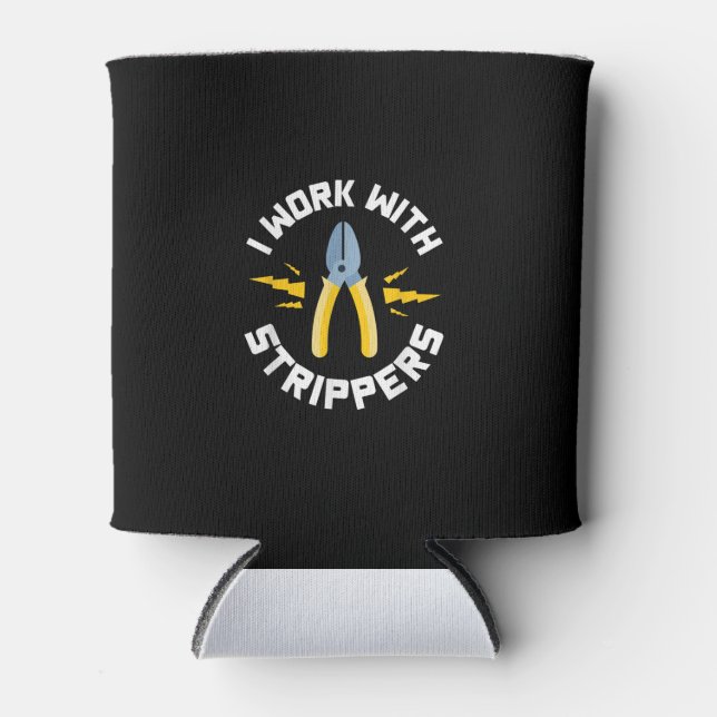 Mens I Work With Electrician Union Can Cooler (Front)