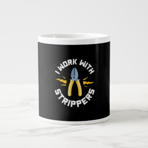 Mens I Work With Electrician Union Large Coffee Mug