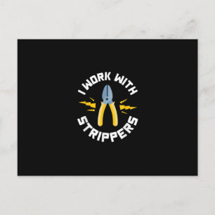 Mens I Work With Electrician Union Postcard