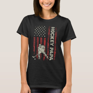 Mens Ice Hockey Papa US Flag Dad Men Patriotic F T-Shirt