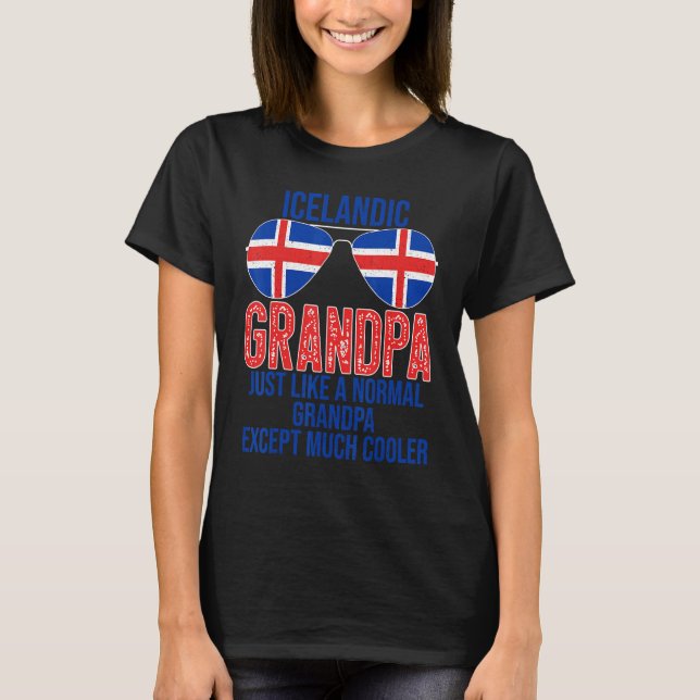 Mens Icelandic Grandpa Iceland Flag Sunglasses Fat T-Shirt (Front)