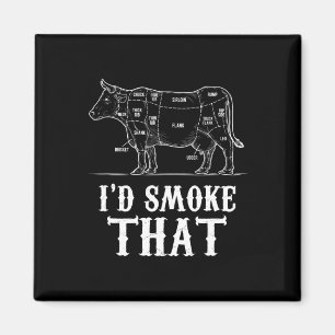 Mens I'd Smoke That Cow Bbq Grillmasters Fathers D Magnet