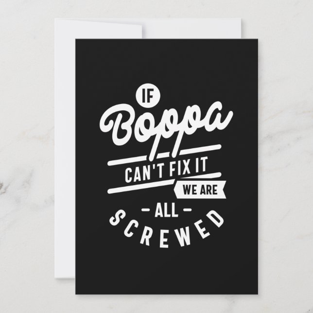 Mens If Boppa Can't Fix It Father's Day Gift Invitation (Front)