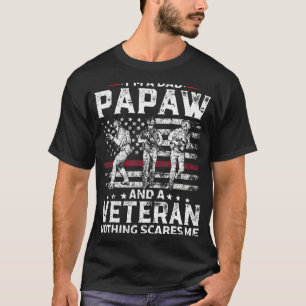 Mens I'm A Dad Papaw Shirt Veteran Father's Day 1