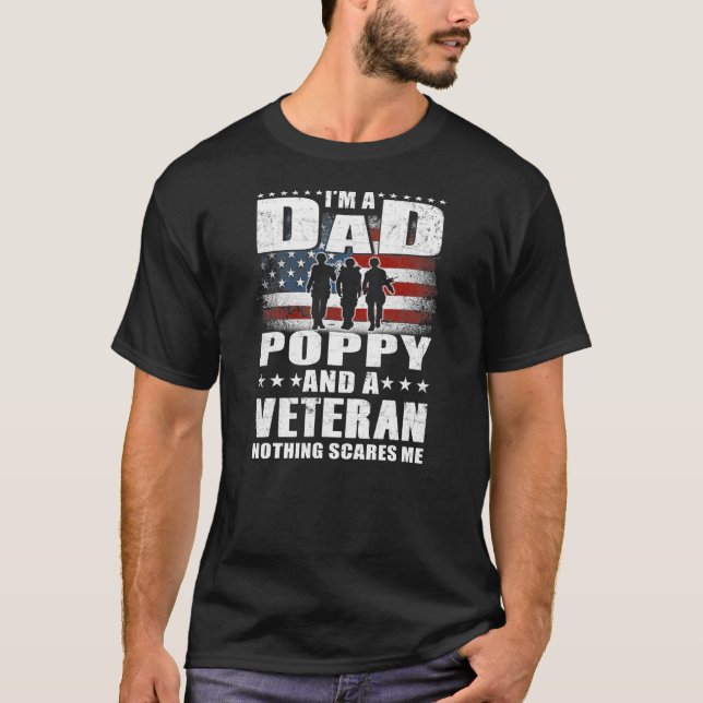 Mens I'm A Dad Poppy And A Veteran Dad Poppy T-Shirt (Front)