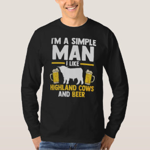 Mens I'm A Simple Man I Like Highland Cows And Bee T-Shirt