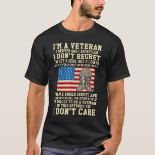 Mens I'm A Veteran I Don't Regret I Have Anger Iss T-Shirt