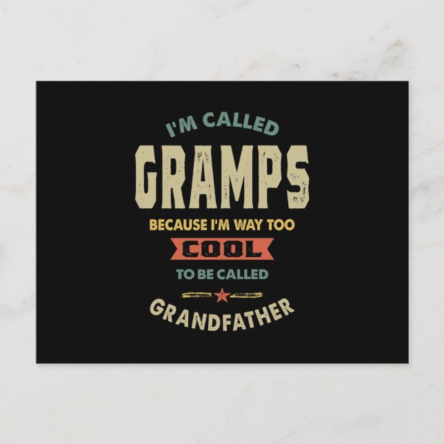 Mens I'm Called Gramps Cool Grandpa Gift Postcard (Front)