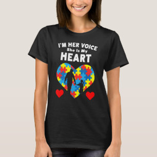 Mens I'm Her Voice She Is My Heart Autism Mum Pink T-Shirt
