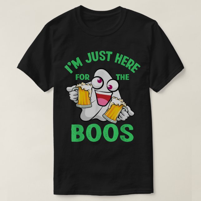 Mens I'm Just Here For The Boos Halloween Beer Dru T-Shirt (Design Front)