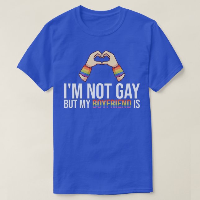 Mens Im Not Gay But My Boyfriend Is Couple Pride M T-Shirt (Design Front)