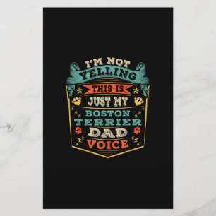 Mens Im Not Yelling Boston Terrier Christmas Dad Stationery