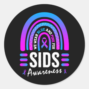 Mens In October Wear Pink Blue For Sids Awareness Classic Round Sticker