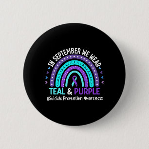 Mens In September Wear Teal Purple Ribbon Suicide 6 Cm Round Badge