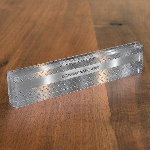 Mens Industrial Masculine Metal Look Graphic Nameplate