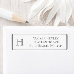 Men's Initial Dark Gray & White Office Stationery