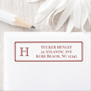Men's Initial Dark Red Office Stationery